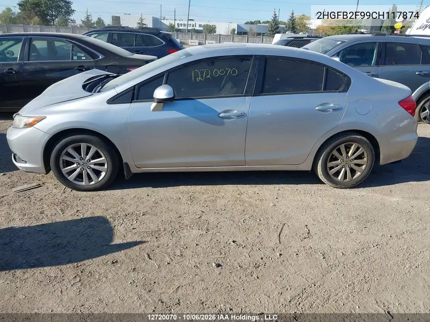2012 HONDA CIVIC VIN 2HGFB2F99CH117874 — фото 14