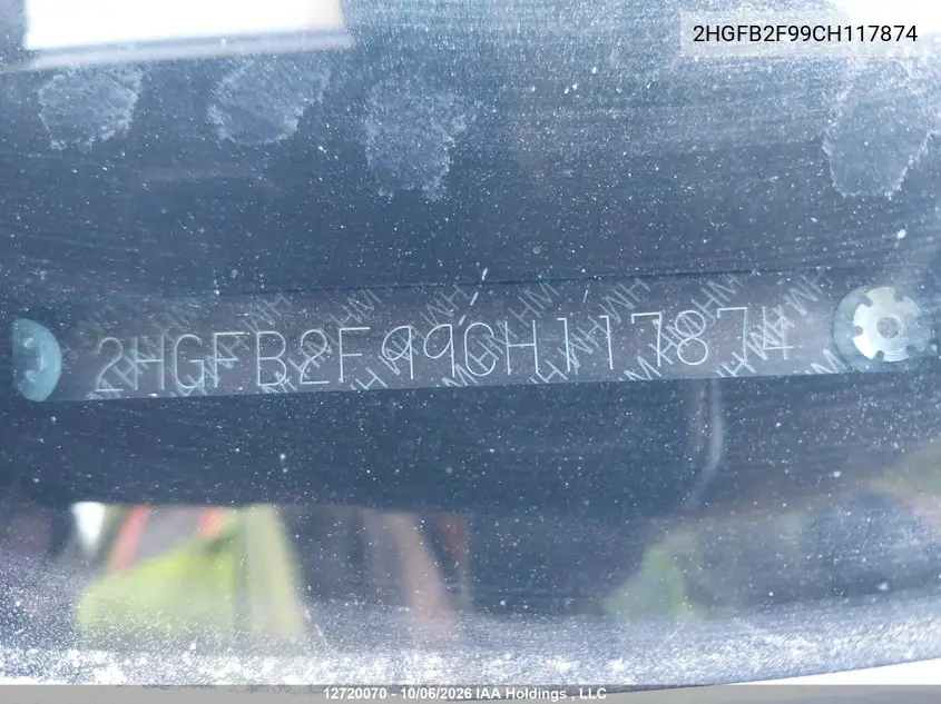 2012 HONDA CIVIC VIN 2HGFB2F99CH117874 — фото 17