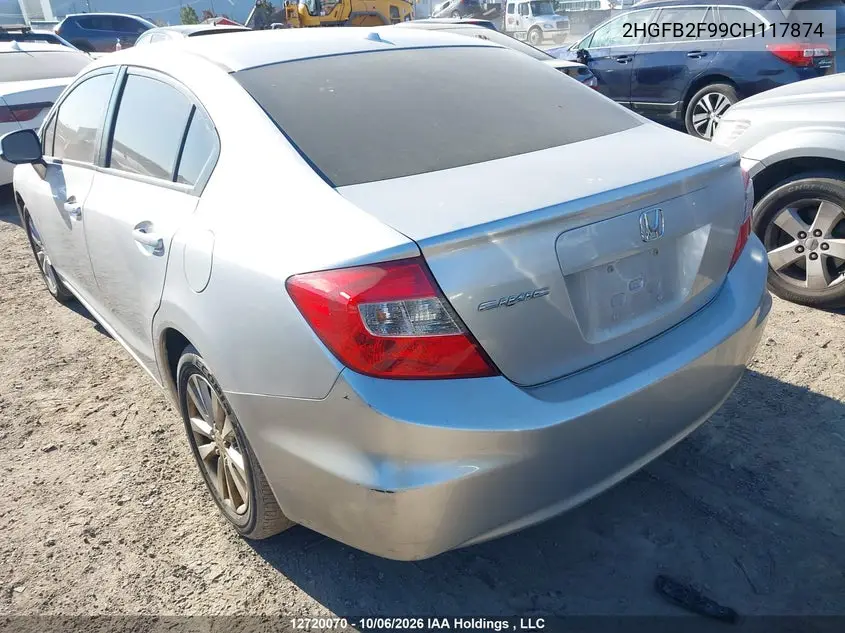 2012 HONDA CIVIC VIN 2HGFB2F99CH117874 — фото 3