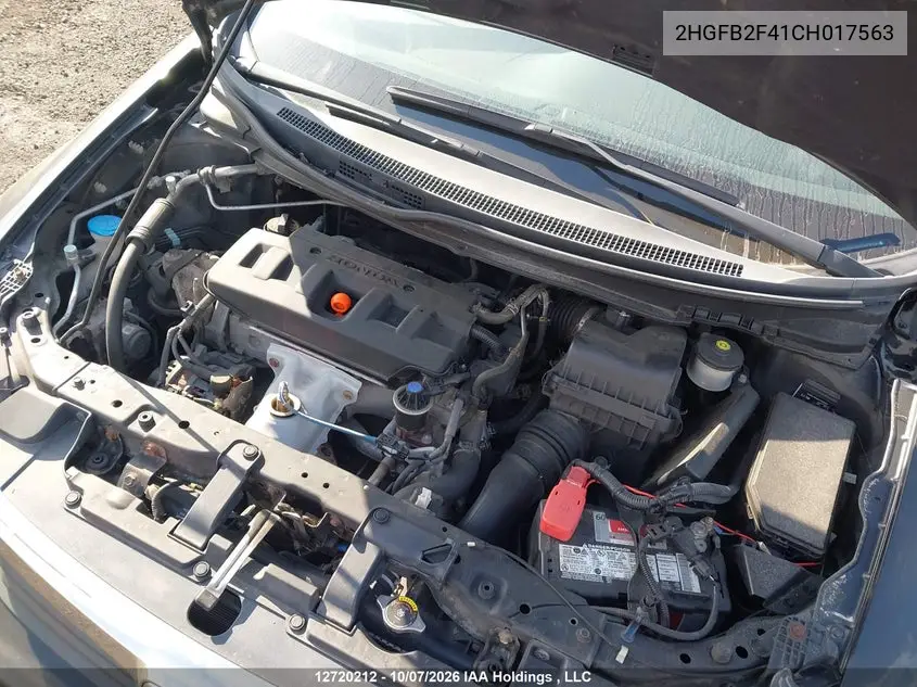 2012 HONDA CIVIC VIN 2HGFB2F41CH017563 — фото 10