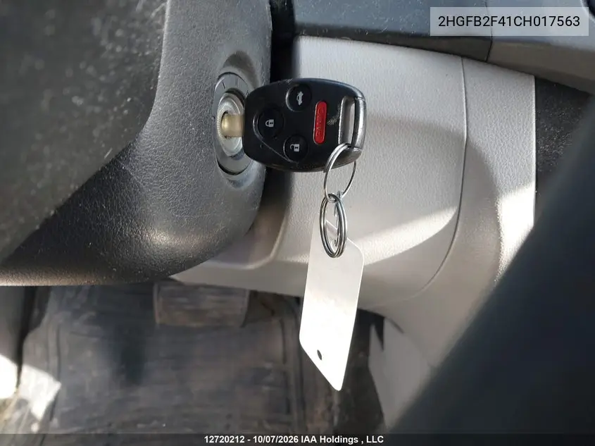 2012 HONDA CIVIC VIN 2HGFB2F41CH017563 — фото 11