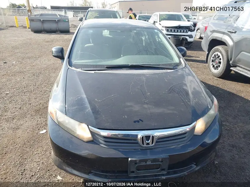 2012 HONDA CIVIC VIN 2HGFB2F41CH017563 — фото 12