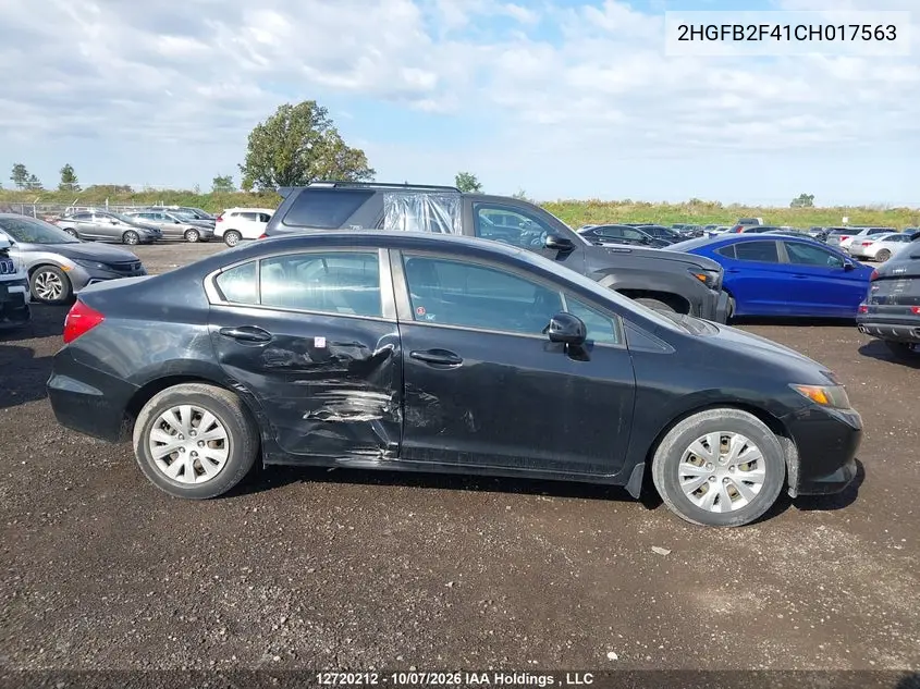 2012 HONDA CIVIC VIN 2HGFB2F41CH017563 — фото 13