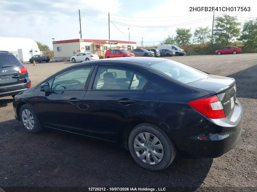 2012 HONDA CIVIC VIN 2HGFB2F41CH017563 — фото 14