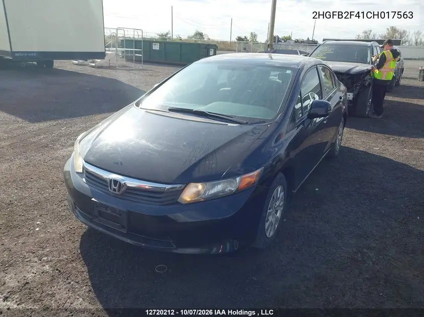 2012 HONDA CIVIC VIN 2HGFB2F41CH017563 — фото 2