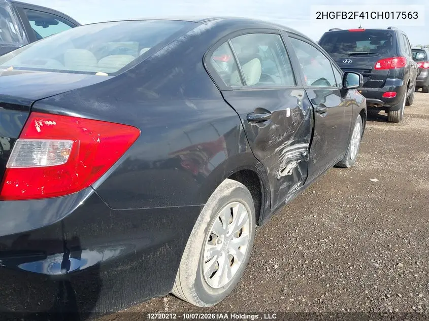 2012 HONDA CIVIC VIN 2HGFB2F41CH017563 — фото 6