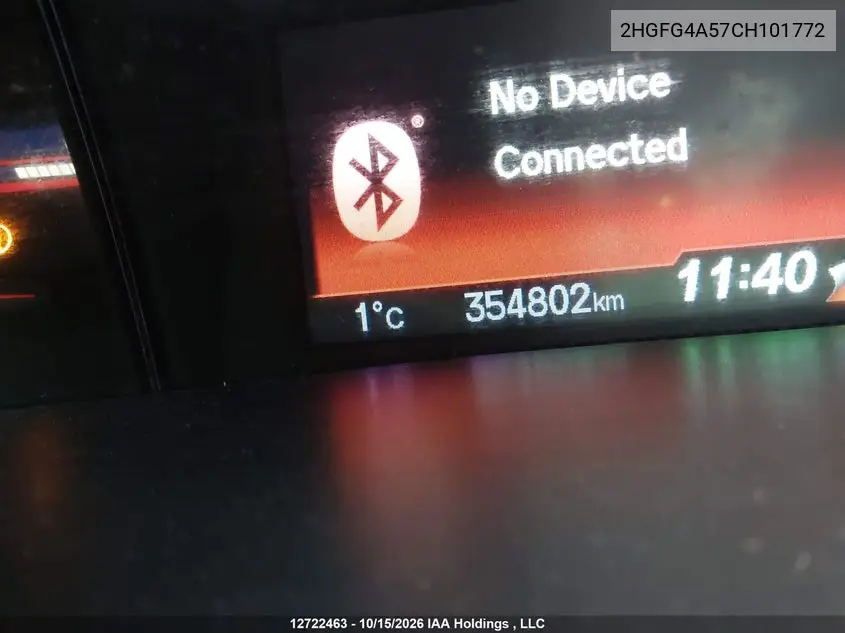 2012 HONDA CIVIC VIN 2HGFG4A57CH101772 — фото 15