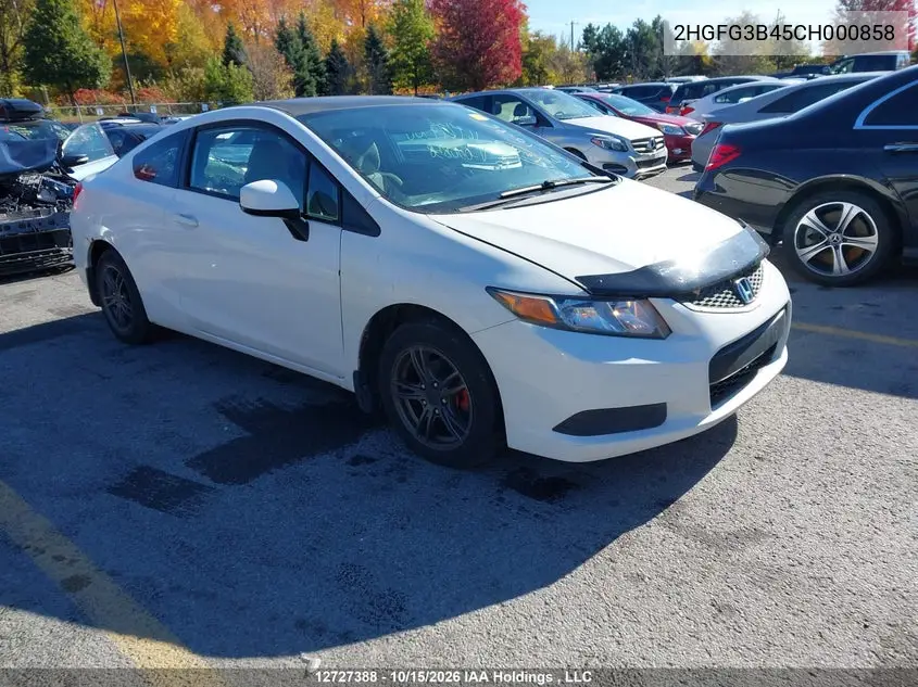 HONDA CIVIC 2012, VIN 2HGFG3B45CH000858