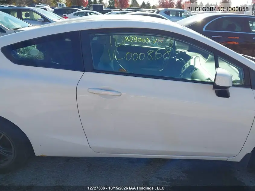2012 HONDA CIVIC VIN 2HGFG3B45CH000858 — фото 13