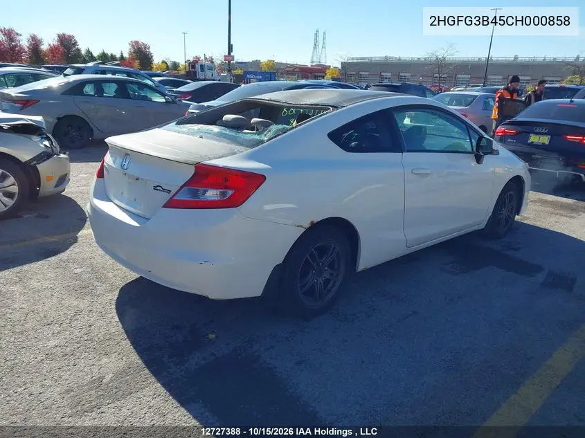 2012 HONDA CIVIC VIN 2HGFG3B45CH000858 — фото 4