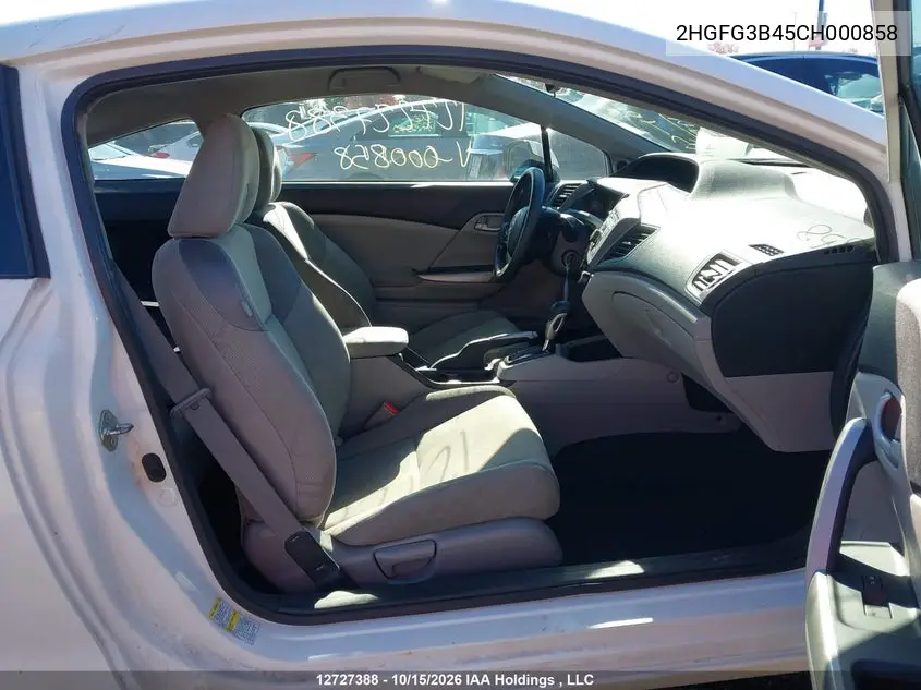 2012 HONDA CIVIC VIN 2HGFG3B45CH000858 — фото 5