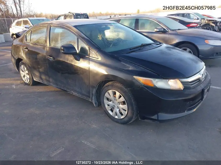 HONDA CIVIC 2012, VIN 2HGFB2E45CH057985