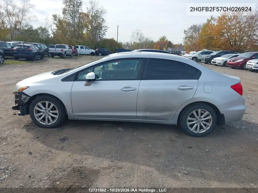2012 HONDA CIVIC VIN 2HGFB2F57CH026924 — фото 15