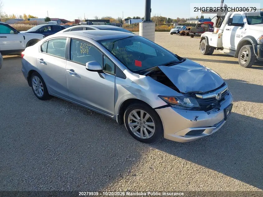 HONDA CIVIC 2012, VIN 2HGFB2F57CH030679