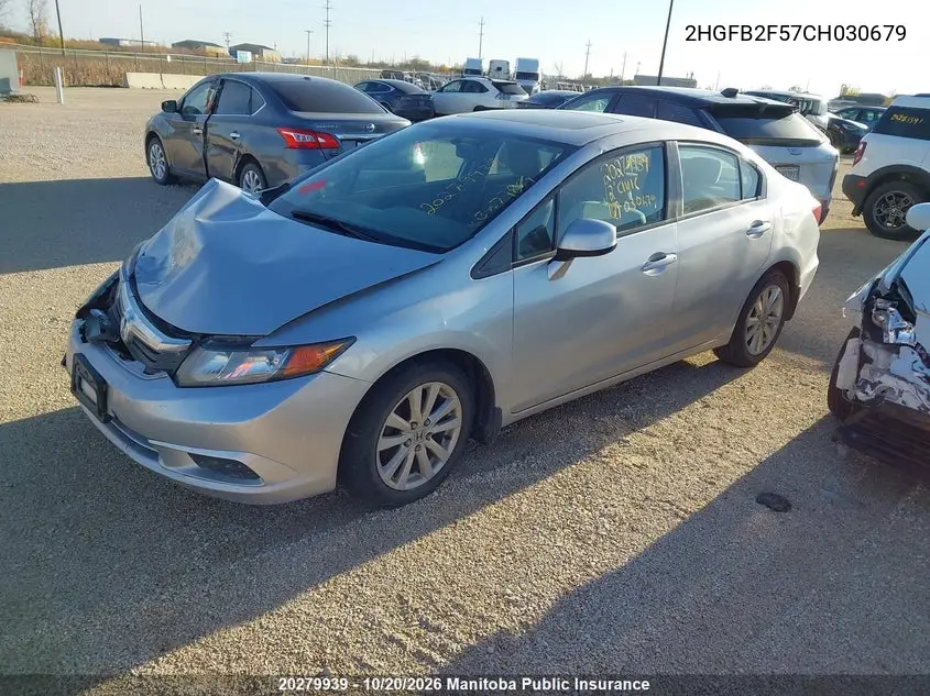2012 HONDA CIVIC VIN 2HGFB2F57CH030679 — фото 2