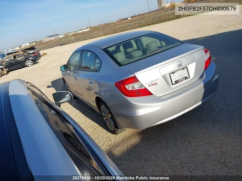 2012 HONDA CIVIC VIN 2HGFB2F57CH030679 — фото 3