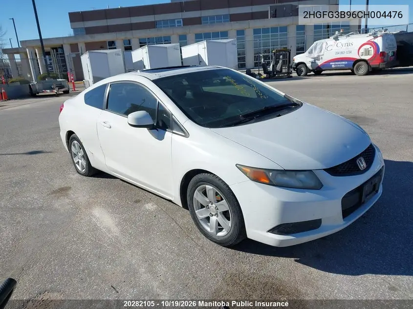 HONDA CIVIC 2012, VIN 2HGFG3B96CH004476