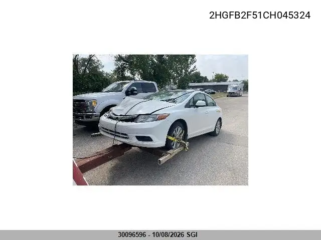2012 HONDA CIVIC VIN 2HGFB2F51CH045324 — фото 2