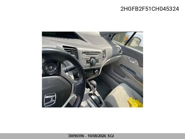 2012 HONDA CIVIC VIN 2HGFB2F51CH045324 — фото 5