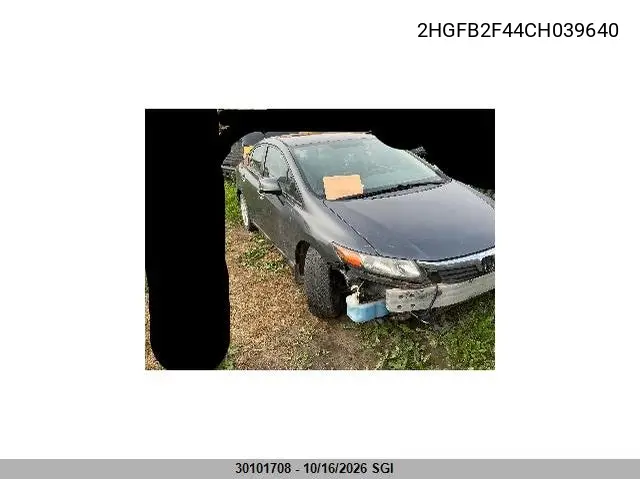 HONDA CIVIC 2012, VIN 2HGFB2F44CH039640