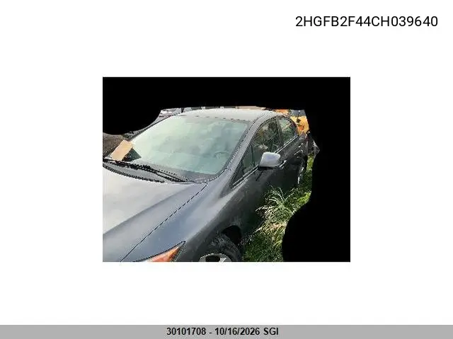 2012 HONDA CIVIC VIN 2HGFB2F44CH039640 — фото 2