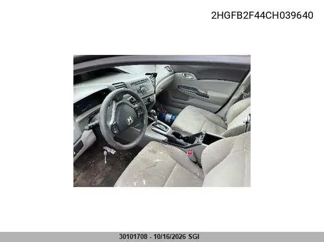 2012 HONDA CIVIC VIN 2HGFB2F44CH039640 — фото 5