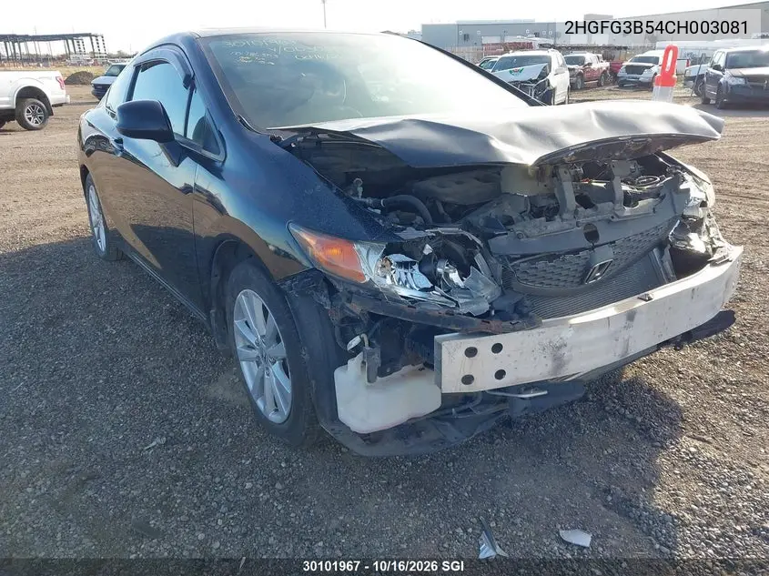 HONDA CIVIC 2012, VIN 2HGFG3B54CH003081