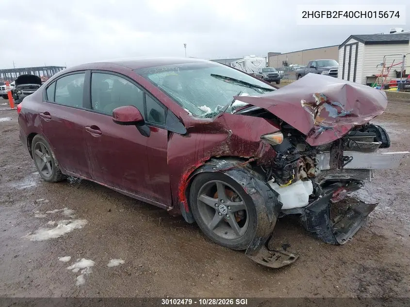 HONDA CIVIC 2012, VIN 2HGFB2F40CH015674