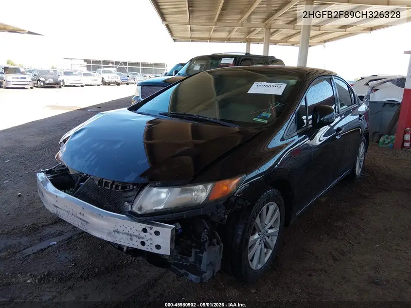 2012 HONDA CIVIC VIN 2HGFB2F89CH326328 — фото 2