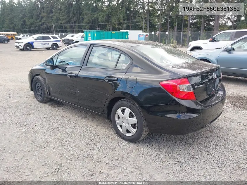 2012 HONDA CIVIC VIN 19XFB2F56CE381352 — фото 3
