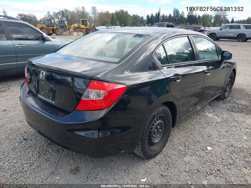 2012 HONDA CIVIC VIN 19XFB2F56CE381352 — фото 4