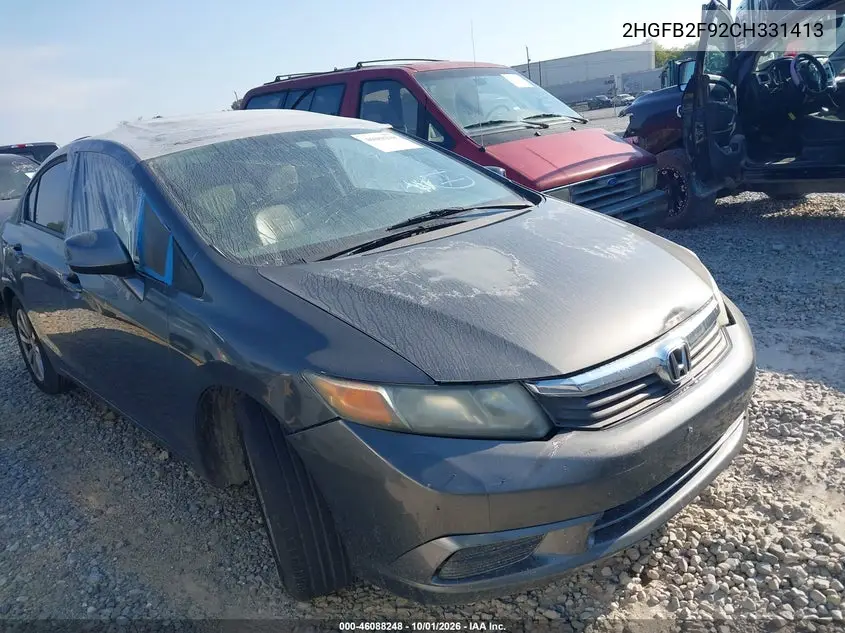 HONDA CIVIC 2012, VIN 2HGFB2F92CH331413