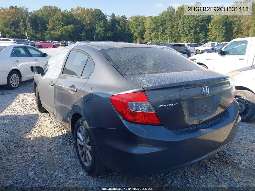 2012 HONDA CIVIC VIN 2HGFB2F92CH331413 — фото 3