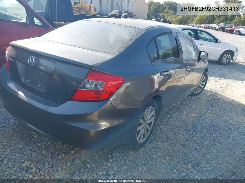 2012 HONDA CIVIC VIN 2HGFB2F92CH331413 — фото 4