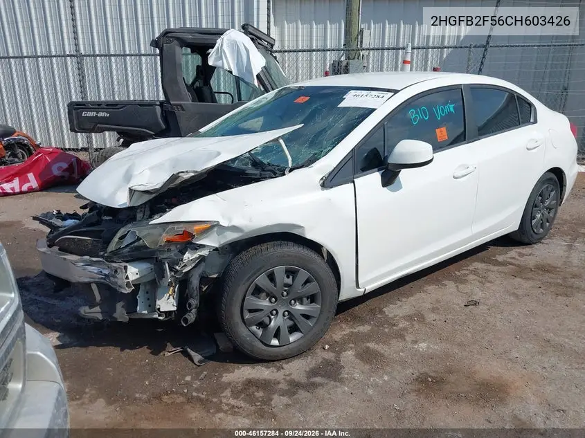 2012 HONDA CIVIC VIN 2HGFB2F56CH603426 — фото 2