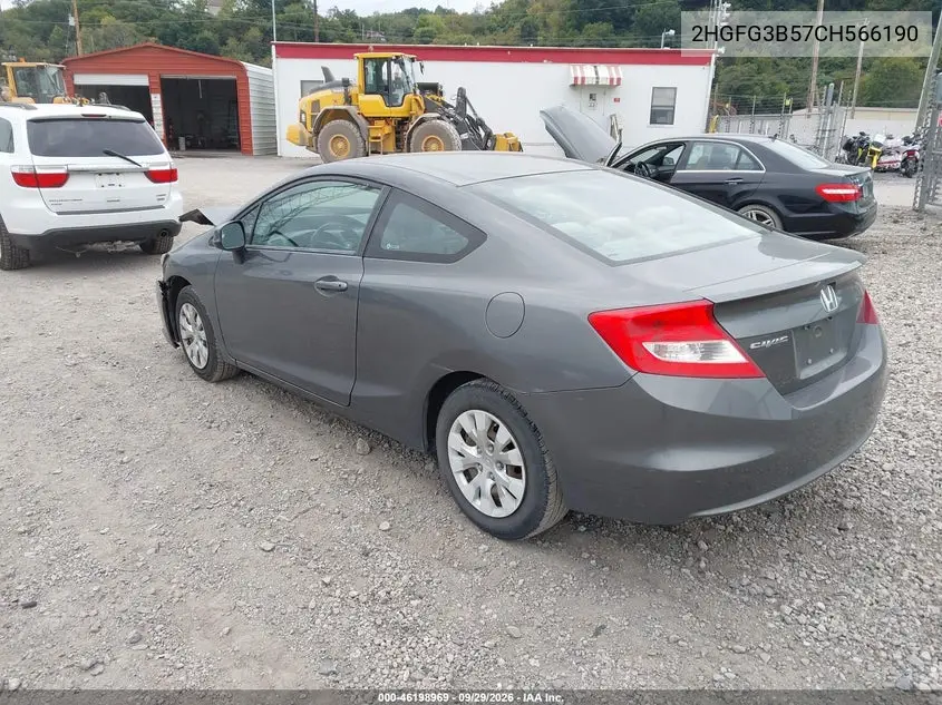 2012 HONDA CIVIC VIN 2HGFG3B57CH566190 — фото 3