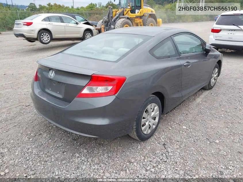2012 HONDA CIVIC VIN 2HGFG3B57CH566190 — фото 4