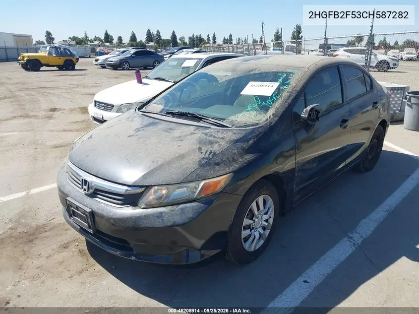 2012 HONDA CIVIC VIN 2HGFB2F53CH587282 — фото 2