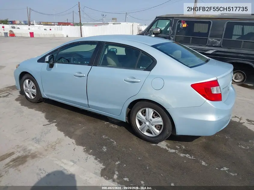 2012 HONDA CIVIC VIN 2HGFB2F55CH517735 — фото 3