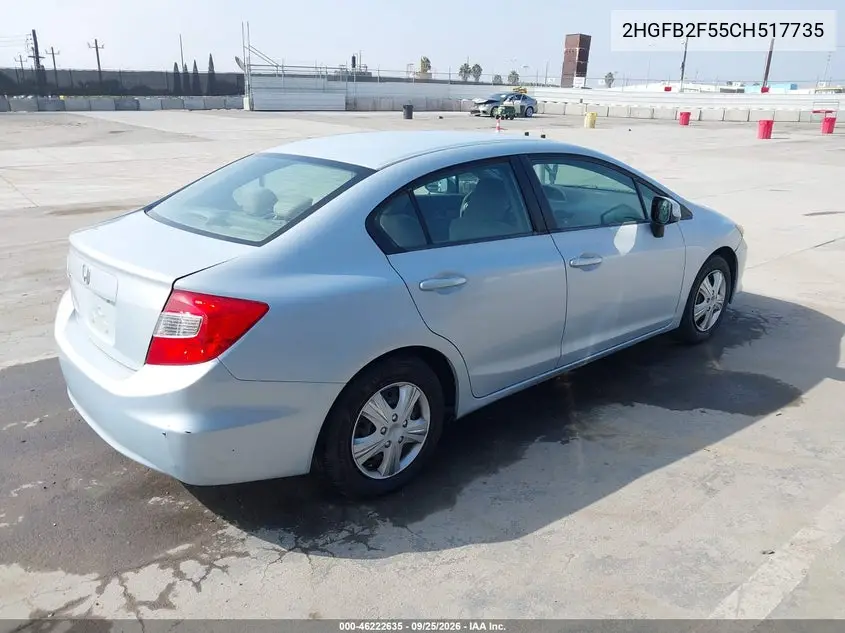 2012 HONDA CIVIC VIN 2HGFB2F55CH517735 — фото 4