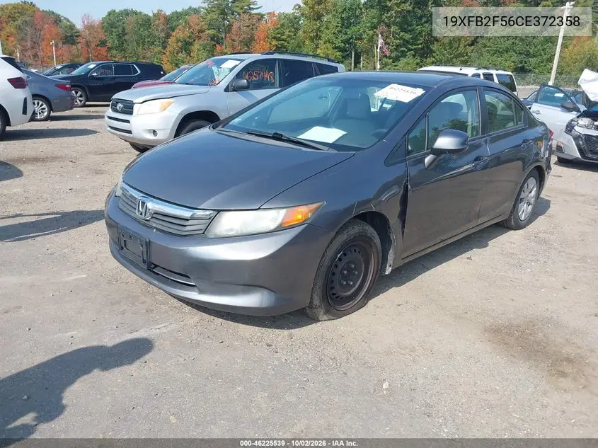 2012 HONDA CIVIC VIN 19XFB2F56CE372358 — фото 2