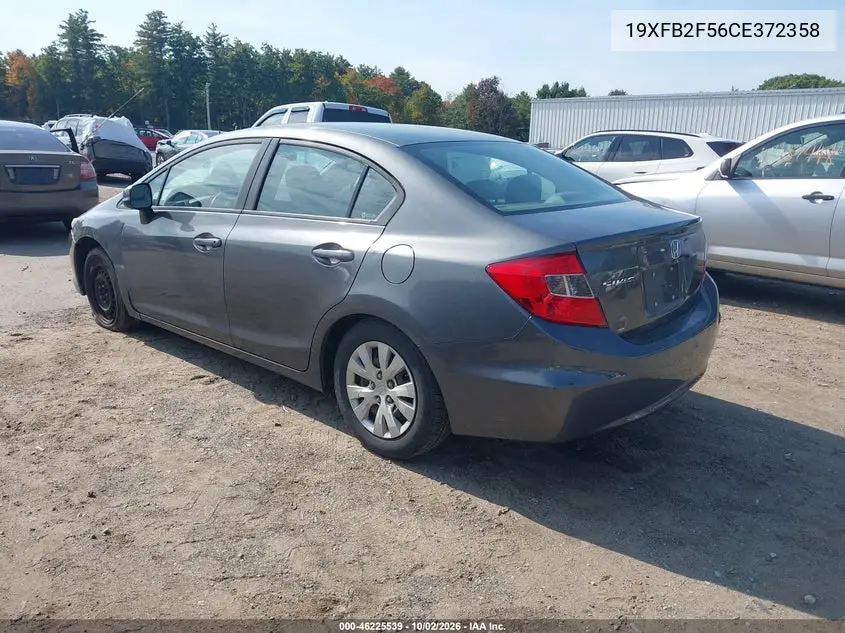 2012 HONDA CIVIC VIN 19XFB2F56CE372358 — фото 3