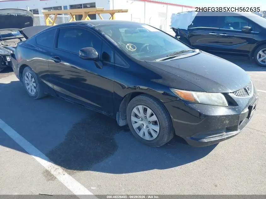 HONDA CIVIC 2012, VIN 2HGFG3B5XCH562635