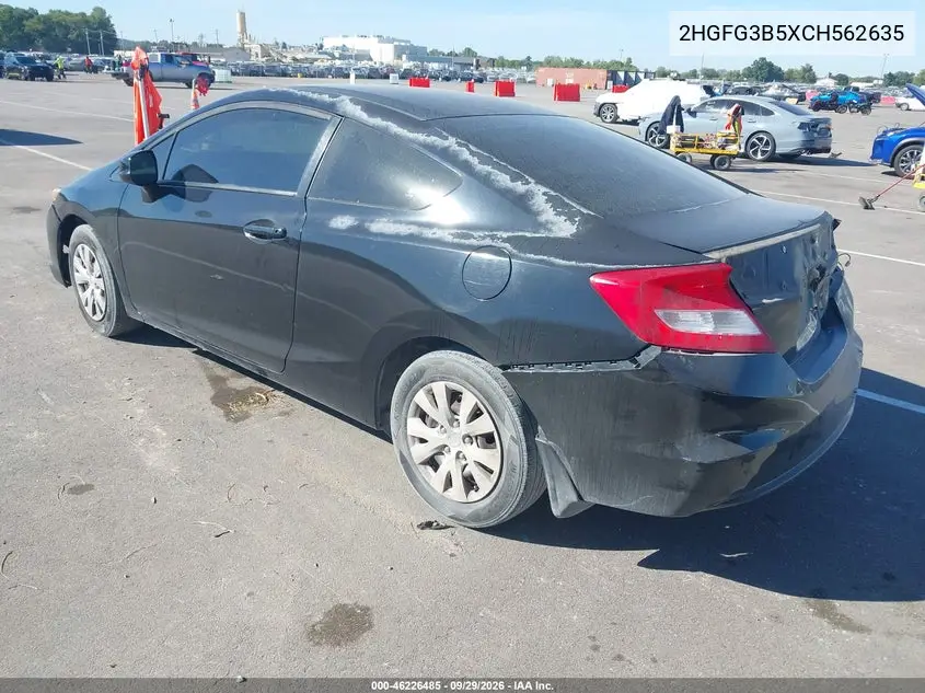 2012 HONDA CIVIC VIN 2HGFG3B5XCH562635 — фото 3