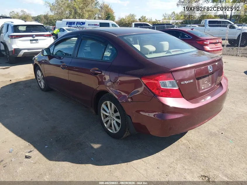 2012 HONDA CIVIC VIN 19XFB2F82CE092592 — фото 3
