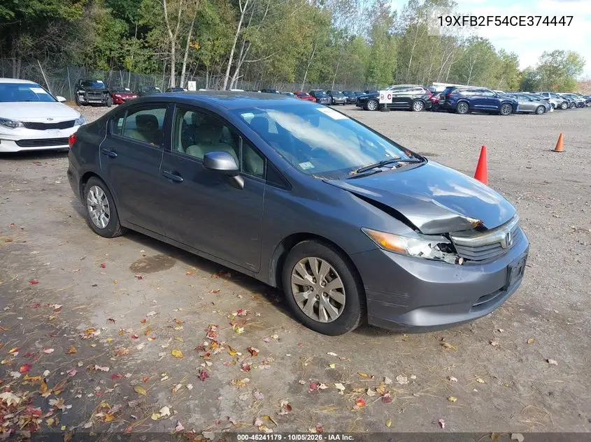 HONDA CIVIC 2012, VIN 19XFB2F54CE374447