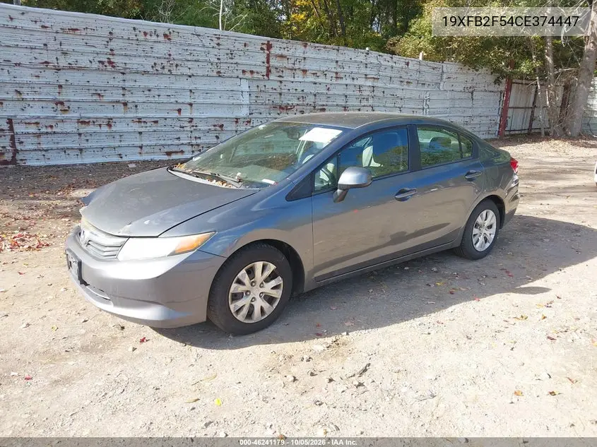 2012 HONDA CIVIC VIN 19XFB2F54CE374447 — фото 2