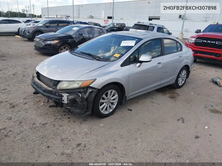 2012 HONDA CIVIC VIN 2HGFB2F8XCH307898 — фото 2