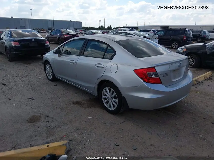 2012 HONDA CIVIC VIN 2HGFB2F8XCH307898 — фото 3