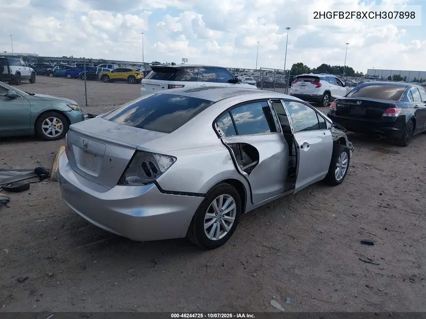 2012 HONDA CIVIC VIN 2HGFB2F8XCH307898 — фото 4